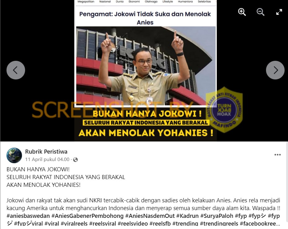 [HOAKS atau FAKTA]: Jokowi Tidak Suka dan Menolak Anies