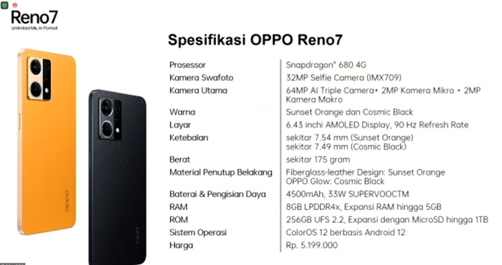 Oppo Reno7 Resmi Meluncur, Intip Spesifikasinya