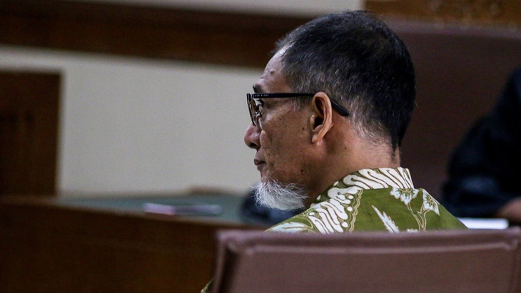 Terdakwa kasus suap pengadaan drone dan alat "satellite monitoring" di Bakamla Nofel Hasan. (ANTARA FOTO/Rivan Awal Lingga)