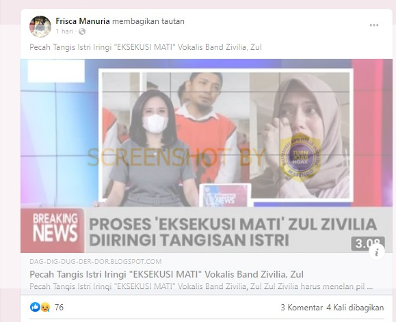 [HOAKS atau FAKTA]: Zul Zivilia Dieksekusi Mati