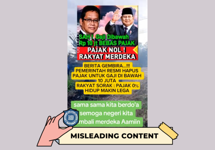 Presiden Prabowo Sahkan Kebijakan Bebas Pajak untuk Pekerja dengan Gaji Di Bawah Rp 10 Juta, HOAKS atau FAKTA?