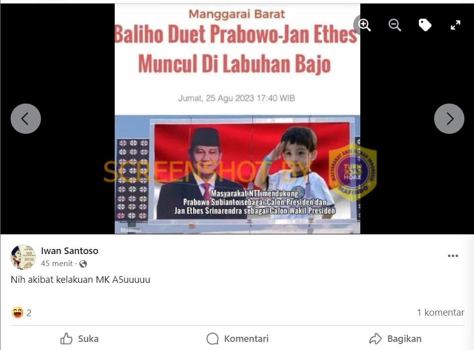 [HOAKS atau FAKTA]: Bertebaran Spanduk Duet Prabowo-Jan Ethes