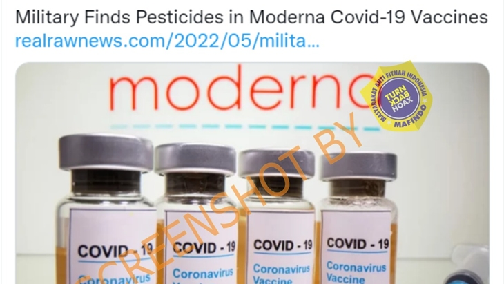 [HOAKS atau FAKTA]: Militer AS Temukan Pestisida dalam Vaksin COVID-19 Moderna