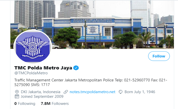 Akun twitter TMC Polda Metro Jaya diduga salah posting soal banjir Jakarta