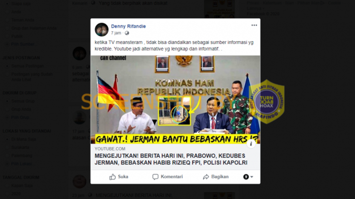 [HOAKS atau FAKTA]: Jerman Bantu Bebaskan Rizieq Shihab