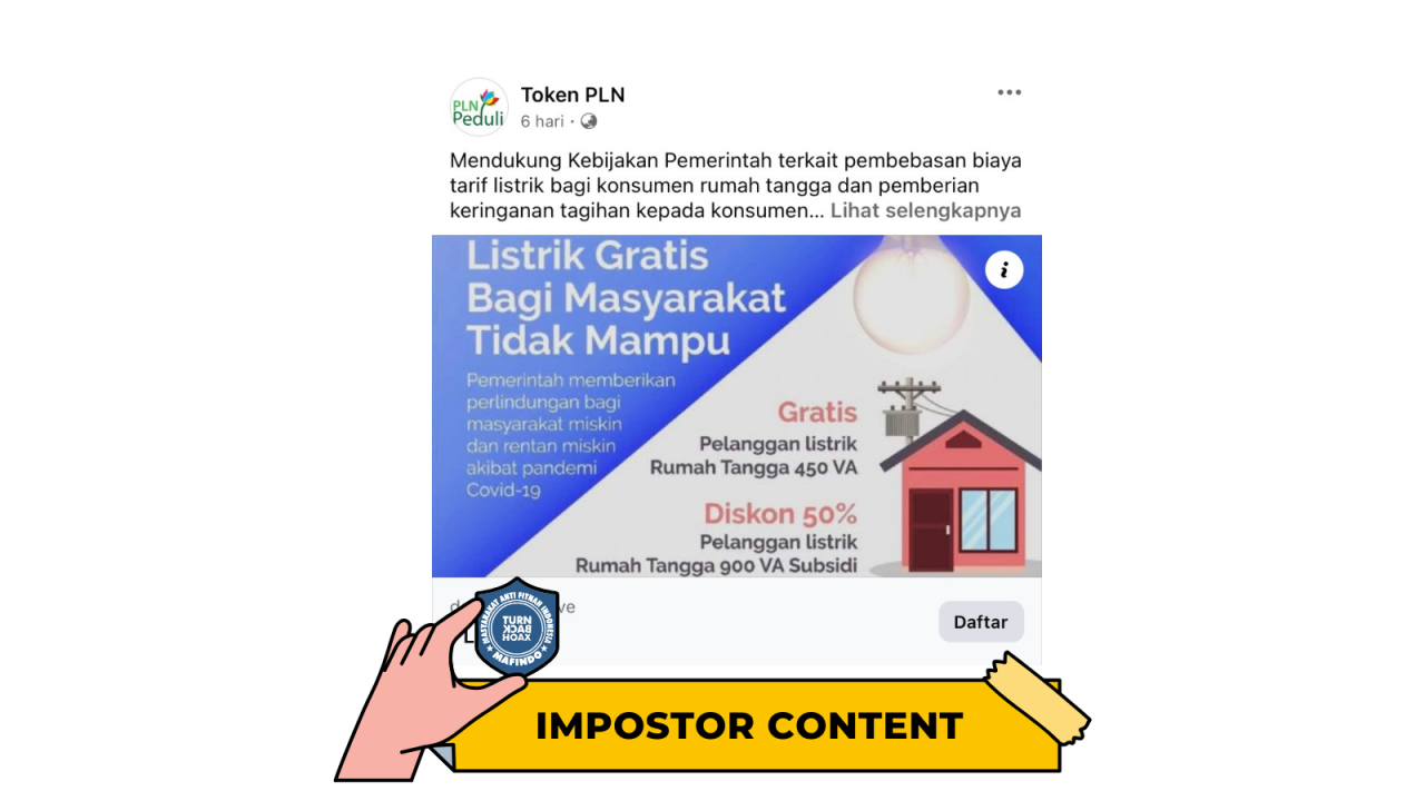 [HOAKS atau FAKTA]: PLN Gratiskan Tarif Listrik untuk Warga Tak Mampu