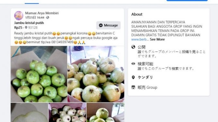 [HOAKS atau FAKTA]: Jambu Kristal Putih jadi Obat Ampuh Penangkal COVID-19