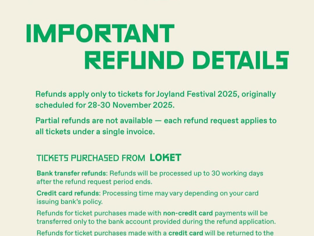Gini nih Cara Refund Tiket Konser Joyland Fest 2025, Maksimal 31 Agustus Loh