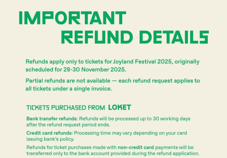 Gini nih Cara Refund Tiket Konser Joyland Fest 2025, Maksimal 31 Agustus Loh