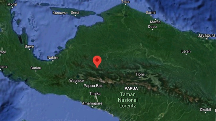 Kampung Titigi (bertanda merah), Kabupaten Intan Jaya, Papua. (Foto: MP/Google Maps)