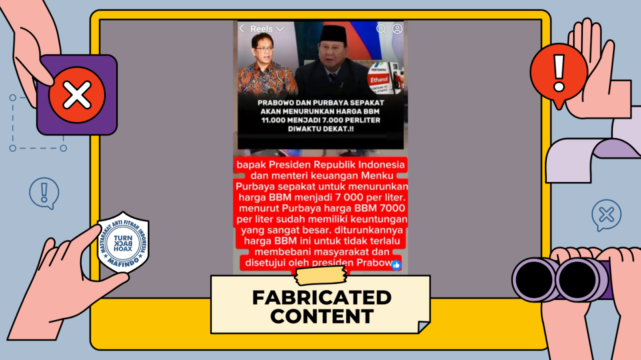 [HOAKS atau FAKTA]: Pengaruh Menkeu Purbaya, Presiden Prabowo Sepakat Harga BBM Turun jadi Rp 7 Ribu Per Liter