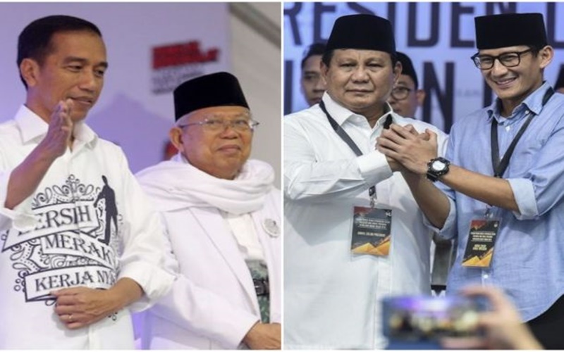 Pasangan Jokowi-Ma'ruf dan Prabowo-Sandi