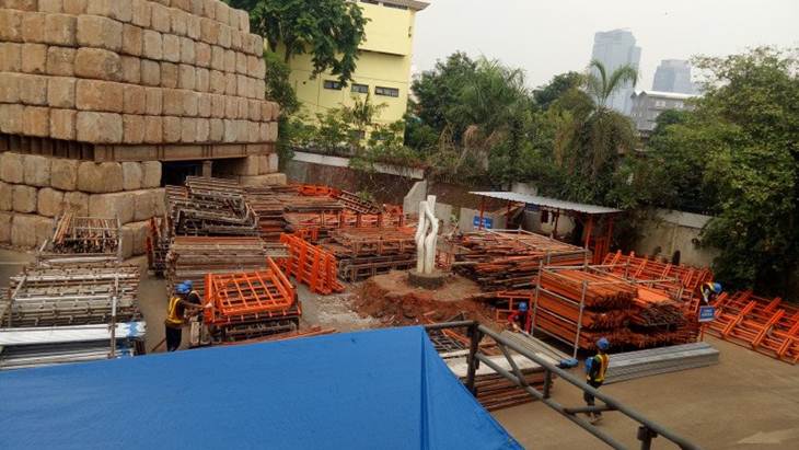 Tampak atas kawasan revitalisasi Taman Ismail Marzuki tahap 1, Jakarta Pusat, Selasa (26/11/2019). (ANTARA/Livia Kristianti)