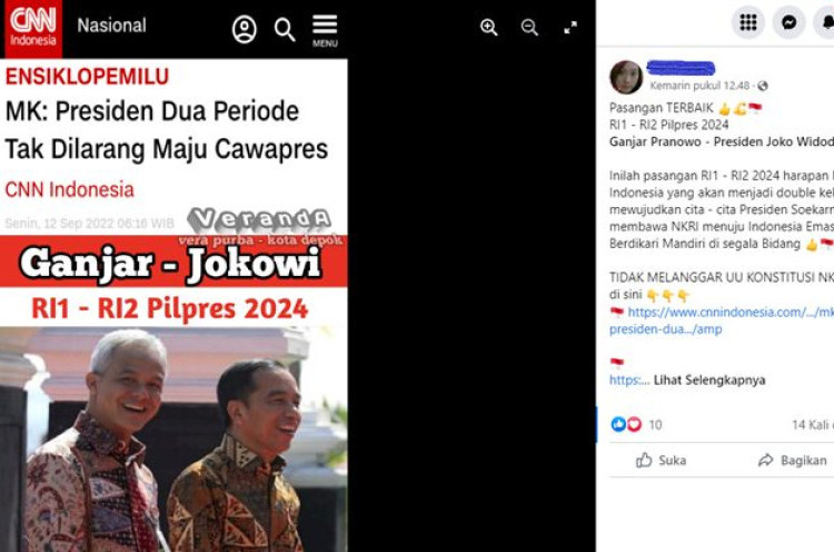 [HOAKS atau FAKTA]: Jokowi Jadi Cawapres Ganjar di Pemilu 2024
