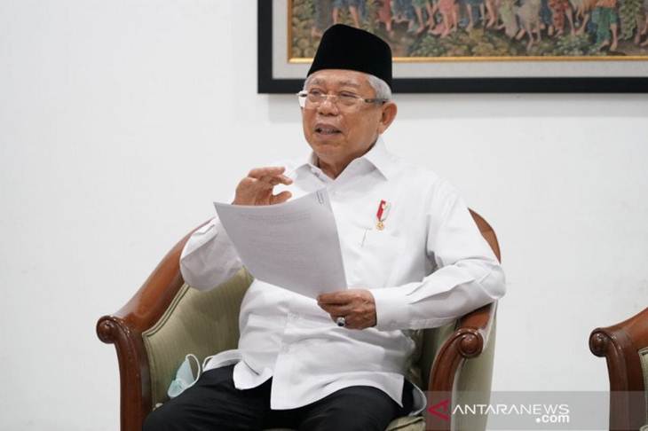Wakil Presiden Ma'ruf Amin di Rumah Dinas Wapres Jakarta, Selasa (24/3/2020). (Asdep Komunikasi dan Informasi Publik (KIP) Setwapres)