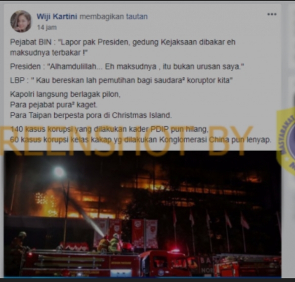[HOAKS atau FAKTA]: Gedung Kejagung Kebakaran, Semua Koruptor Bakal Diputihkan