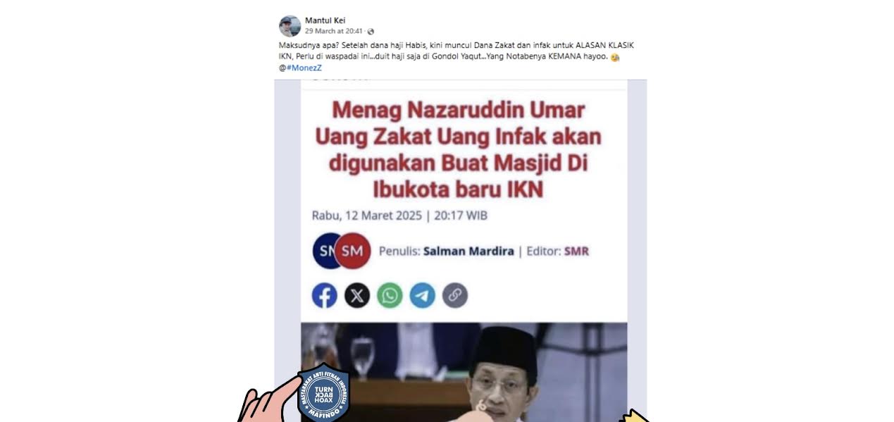 [HOAKS atau FAKTA]: Uang Zakat dan Infak Dipakai untuk Bangun Masjid di IKN