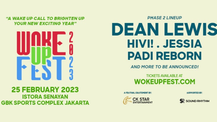 Dean Lewis, Padi Reborn, dan HIVI Bakal Tampil di Wake Up Fest 2023