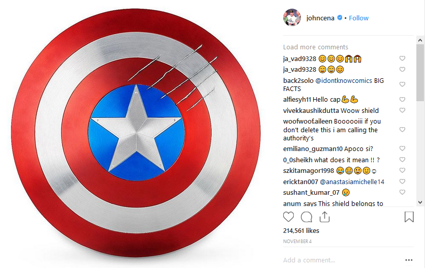 John Cena sempat dikabarkan menggantikan Chris Evan (Foto: Instagram/johncena)