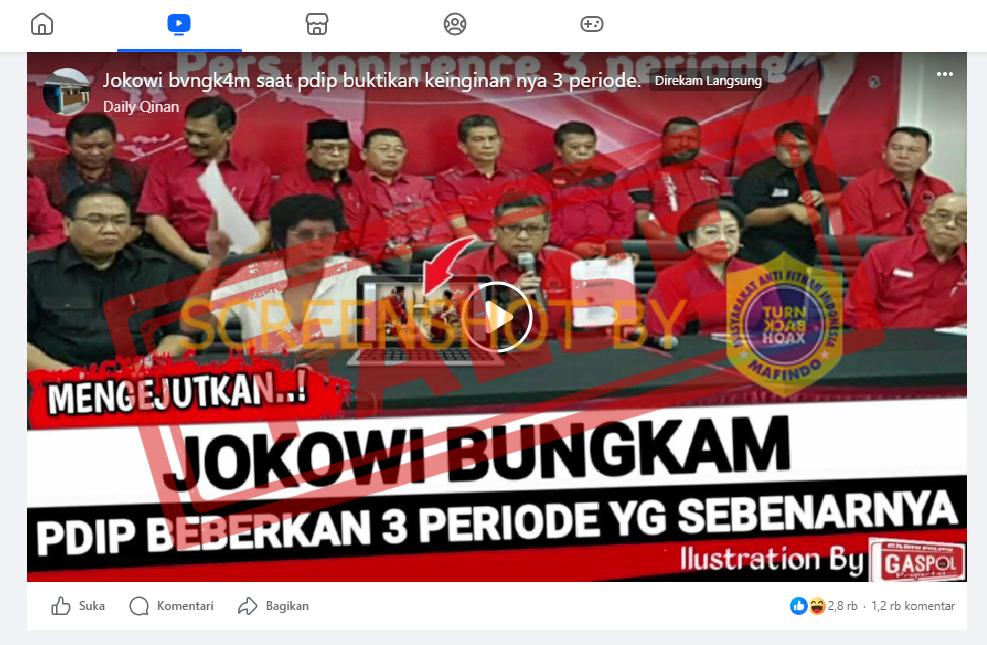 [HOAKS atau FAKTA]: Jokowi Bungkam saat PDIP Buktikan Keinginannya 3 Periode