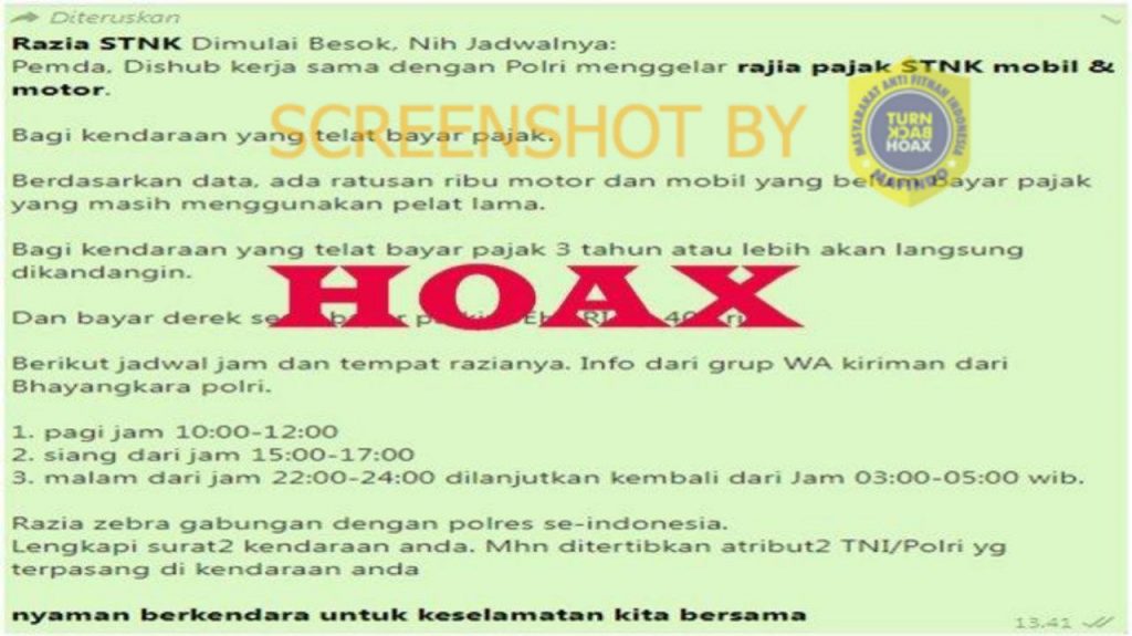 [HOAKS atau FAKTA]: Telat Bayar Pajak 3 Tahun Kendaraan Dikandangkan