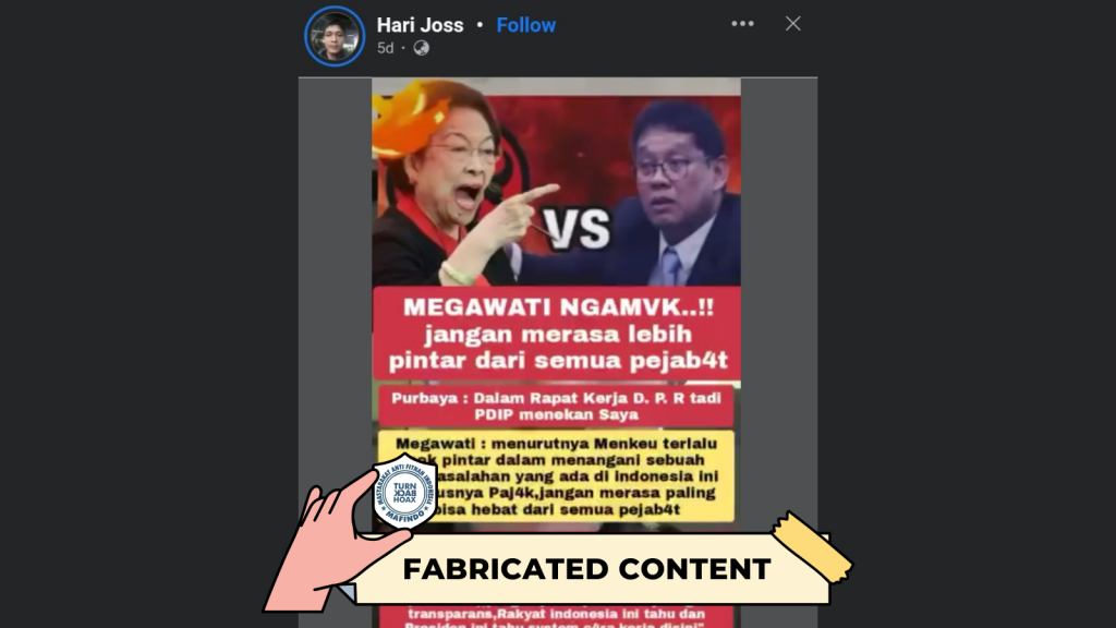 [HOAKS atau FAKTA]: Megawati Ngamuk! Peringatkan Menkeu Purabaya Jangan Jadi Menteri Sok Pintar