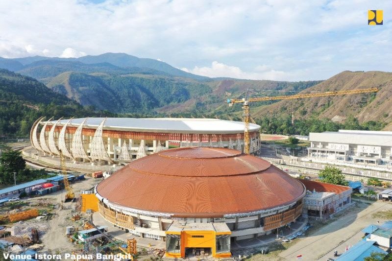 Istora Papua Bangkit yang dibangun oleh Kementerian PUPR untuk mendukung PON XX di Papua. (Foto: Kementerian PUPR)