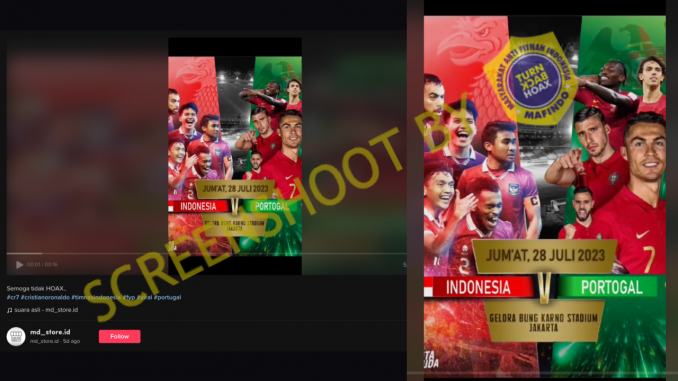 [HOAKS atau FAKTA]: Pertandingan Timnas Indonesia Lawan Portugal 28 Juli 2023