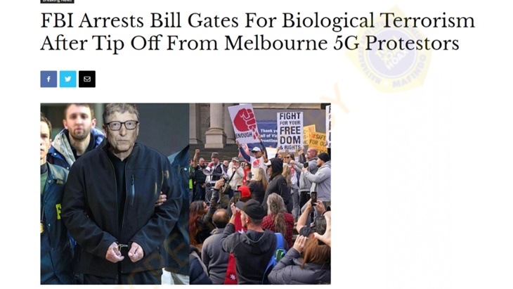 Foto hoaks yang menyebutkan Bill Gates ditangkap FBI