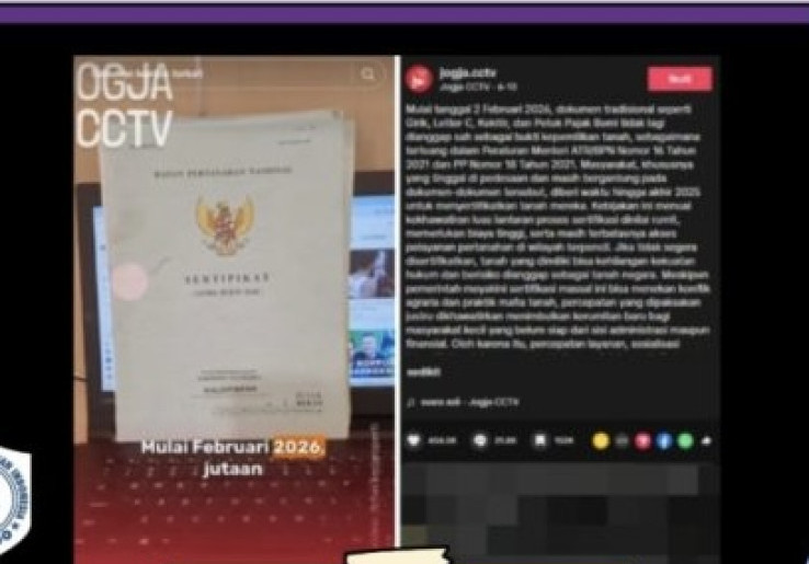 [HOAKS atau FAKTA]: Berlaku Tahun Depan, Tanah Tanpa Sertifikat akan Diambil Jadi Milik Negara