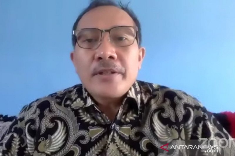 Ketua Umum PPNI Harif Fadhillah saat menjadi pembicara dalam acara webinar yang berlangsung Juli 2021. (ANTARA/Andi Firdaus).