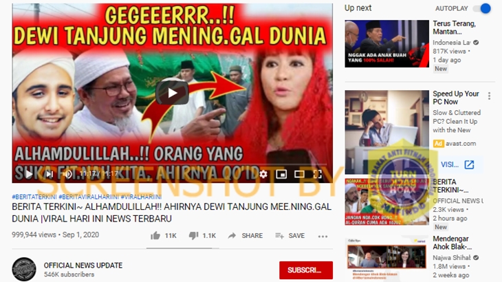 [HOAKS atau FAKTA]: Kader PDIP Dewi Tanjung Meninggal Dunia