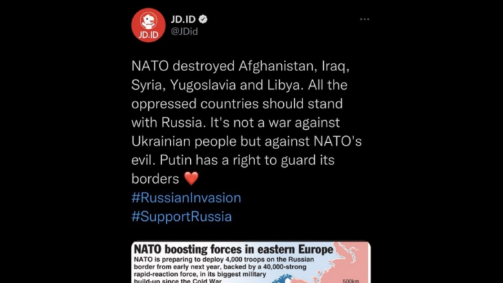 Akun JD.ID Dibajak, Isinya Soal Perang Rusia