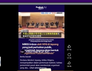 [HOAKS atau FAKTA]: Jepang Bentuk Operasi Komando Tertibkan Warga Asing Gara-Gara Ulah WNI