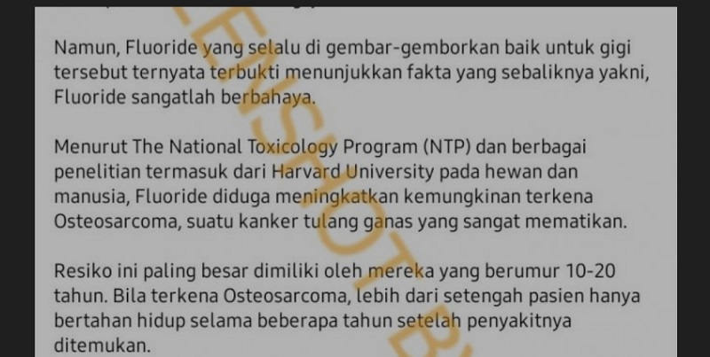 [HOAKS atau FAKTA]: Pasta Gigi bisa Sebabkan Kanker Tulang Ganas