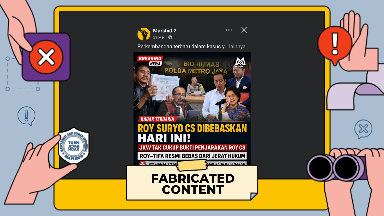 [HOAKS atau FAKTA]: Roy Suryo Dibebaskan dari Kasus Dugaan Ijazah Palsu Jokowi