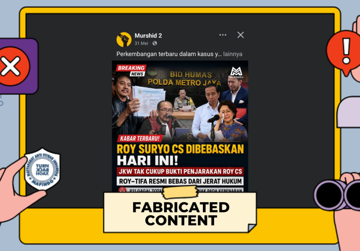 [HOAKS atau FAKTA]: Roy Suryo Dibebaskan dari Kasus Dugaan Ijazah Palsu Jokowi