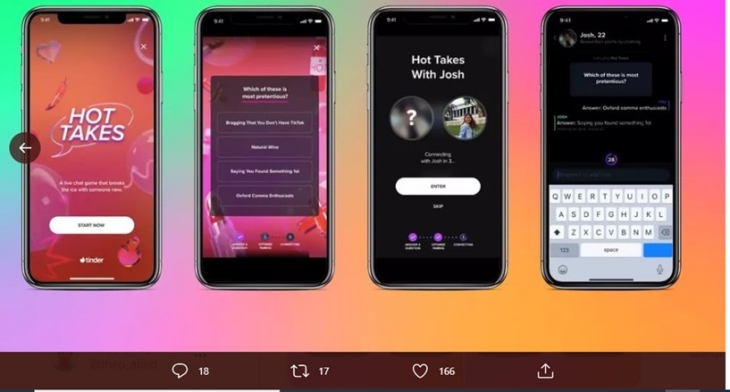 Fitur 'Hot Takes' Yang Diprediksi Oleh Pengguna Tinder (Foto: Twitter @TurnerNovak)