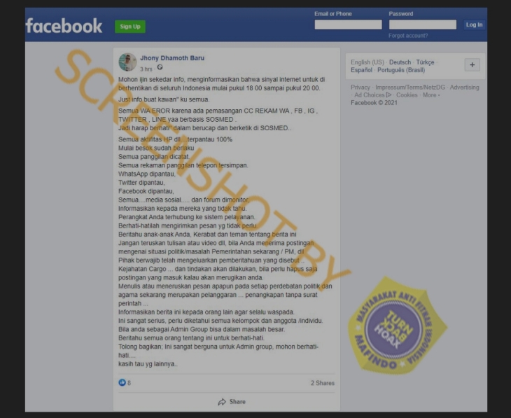 Hoaks ini terus berulang dengan narasi berbeda. (Foto: Mafindo)
