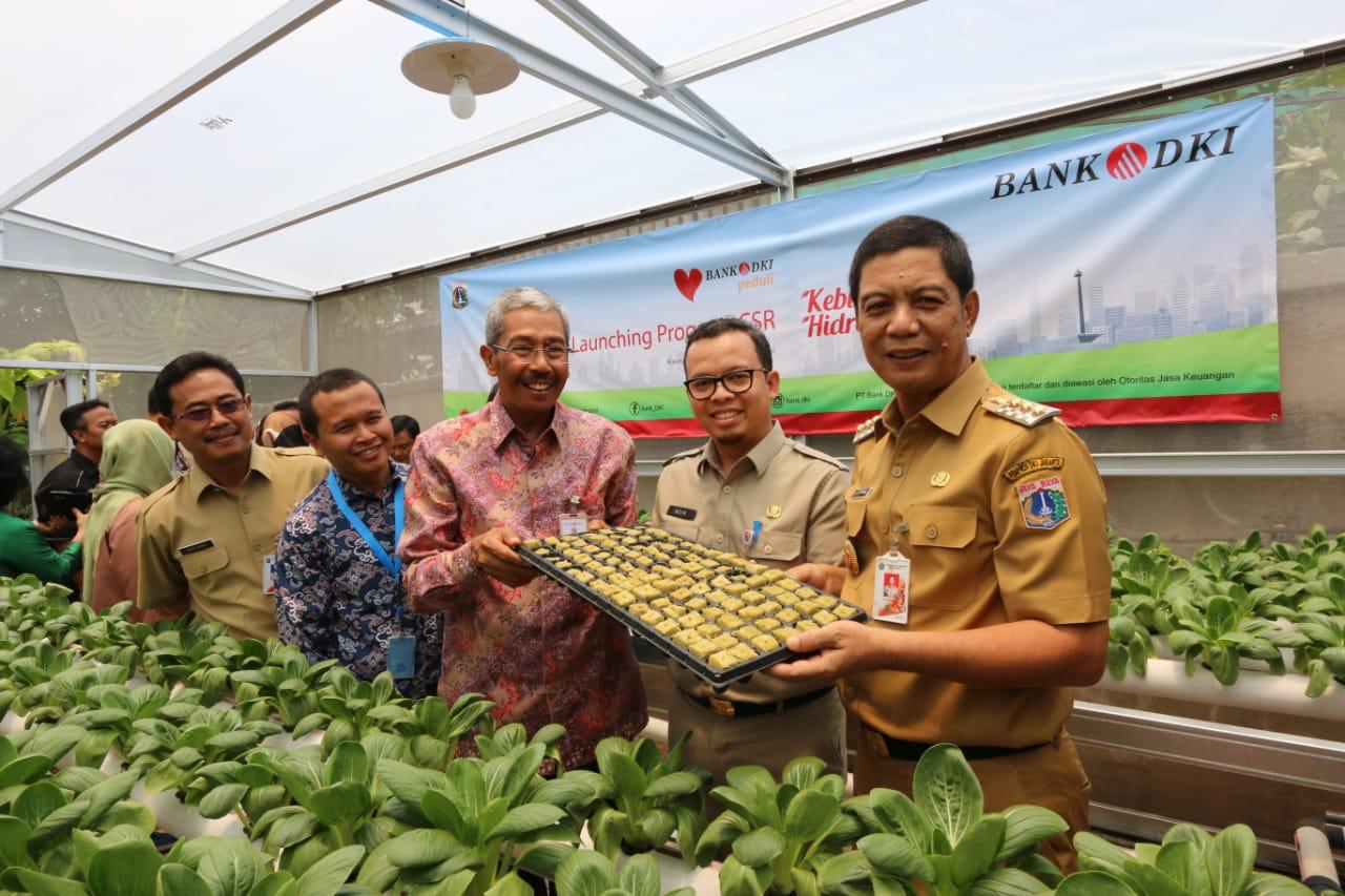 Dirut Bank DKI, Zainuddin Mappa bersama Walikota Jakarta Barat, Rustam Effendi meninjau pertanian hidroponik di Rusun KS Tubun. Foto: Ist
