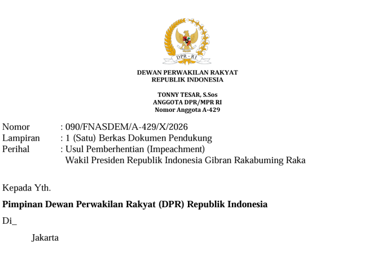 Viral Surat Pemakzulan Wapres Gibran, Bos-Bos Senayan Heboh Cari Klarifikasi!
