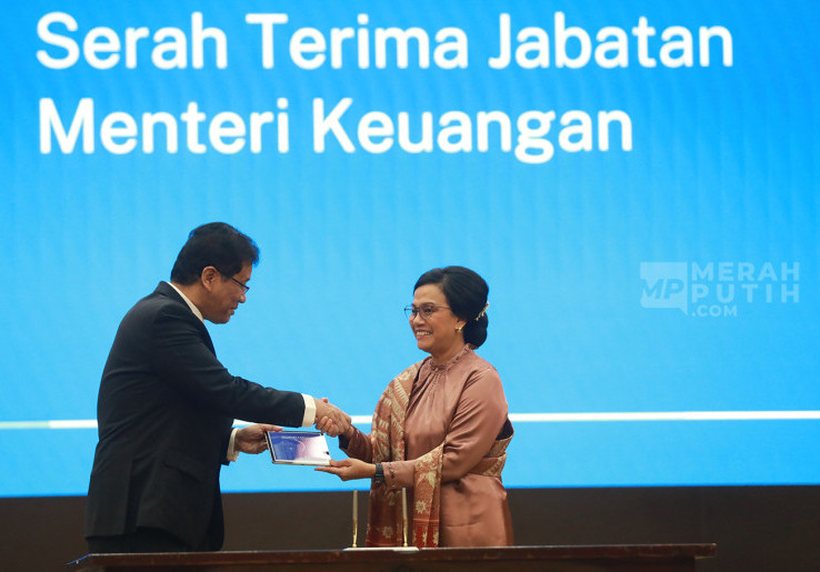 Prosesi Serah Terima Jabatan Menteri Keuangan Sri Mulyani kepada Purbaya Yudhi Sadewa