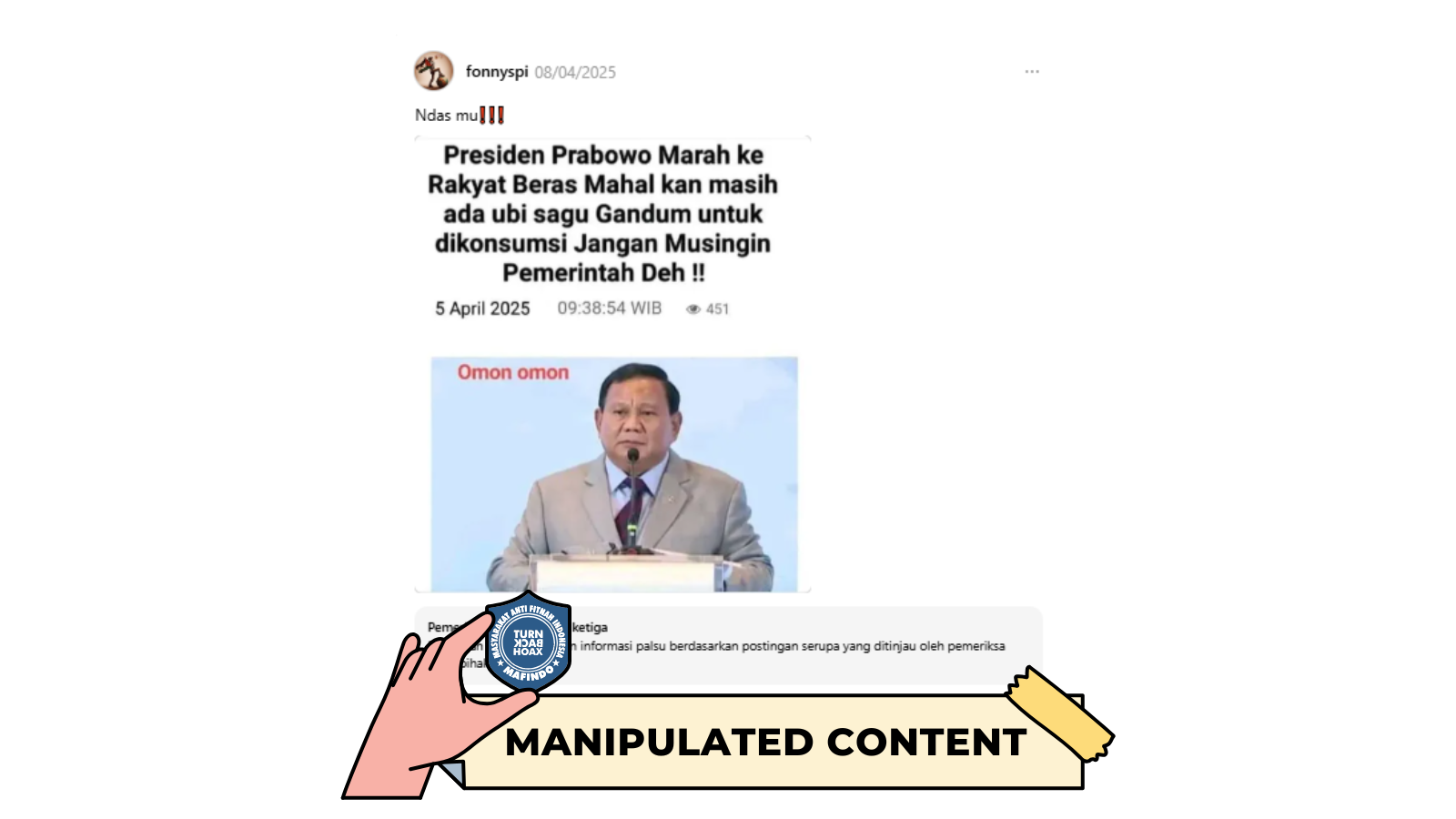 [HOAKS atau FAKTA]: Sering Bikin Pusing Pemerintah, Prabowo Marah ke Rakyat
