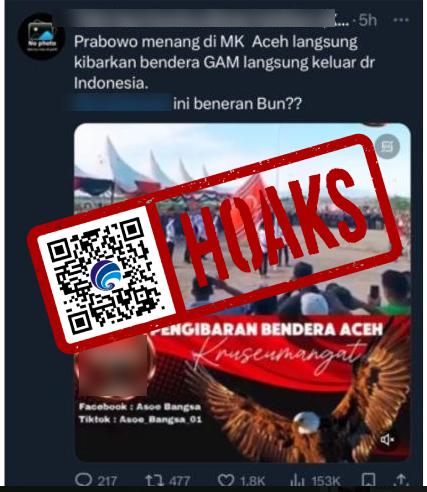 [HOAKS atau FAKTA]: Aceh Keluar dari Indonesia Setelah Prabowo Subianto Jadi Presiden Terpilih