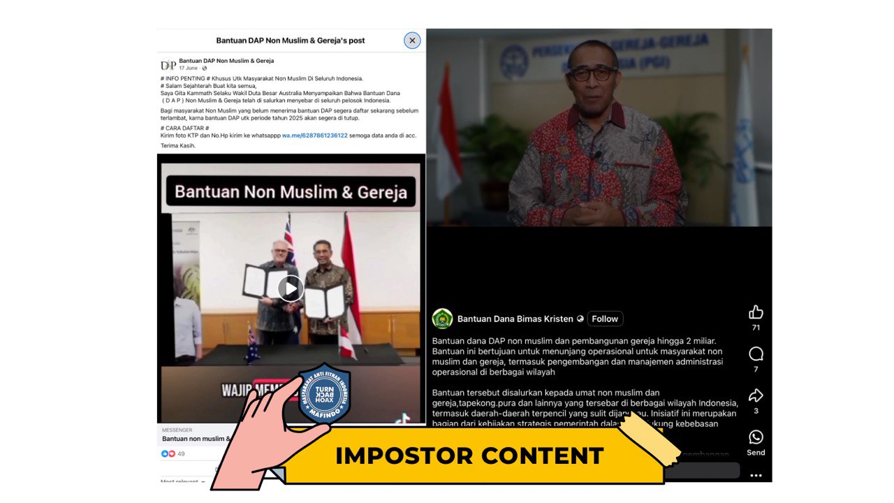[HOAKS atau FAKTA]: Australia Berikan Dana Khusus untuk Umat Kristen dan Gereja di Indonesia