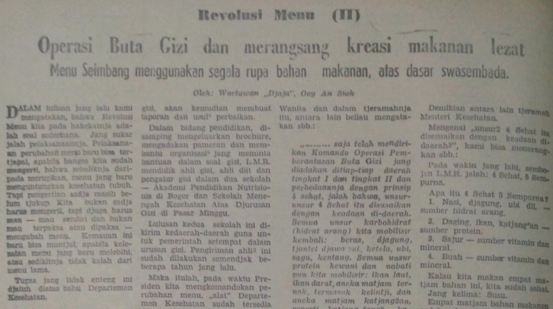 Revolusi Menu Operasi Pemberantasan Buta Gizi