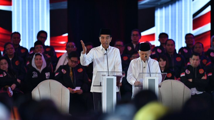 Jokowi-Ma'ruf saat debat capres-cawapres beberapa waktu lalu
