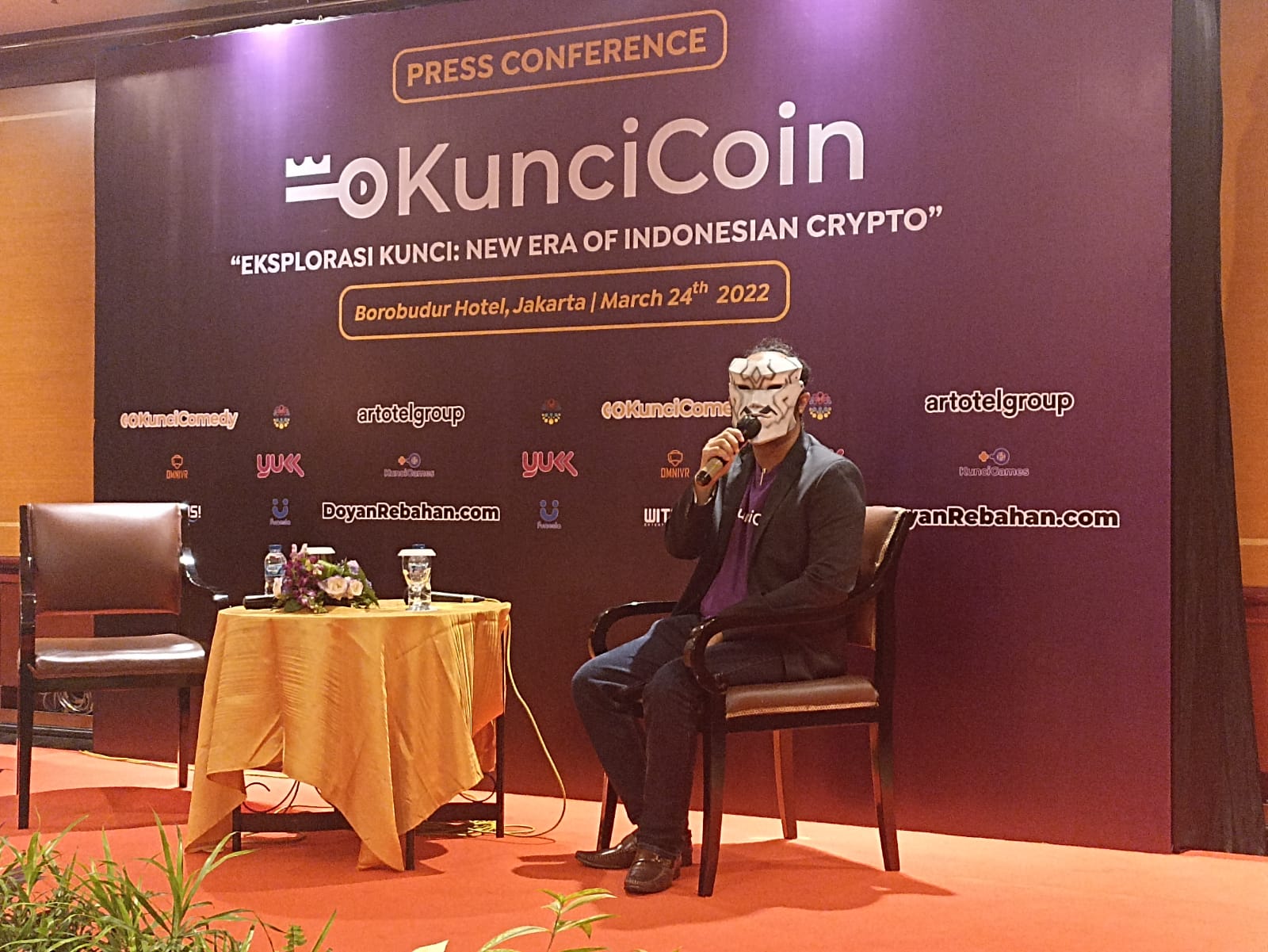 Founder KunciCoin, Joko Crypto di Hotel Borobudur, Jakarta Pusat pada Kamis (24/3). Foto: Istimewa