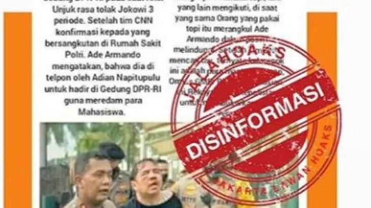 [HOAKS atau FAKTA]: Kehadiran Ade Armando Rekayasa Polisi agar Demo Mahasiswa Bubar