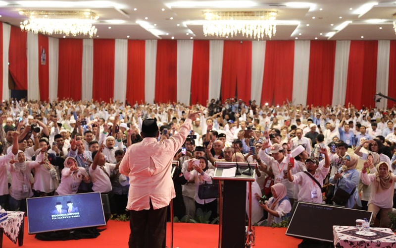 Prabowo menyampaikan Pidato Kebangsaan di Surabaya, Jawa Timur